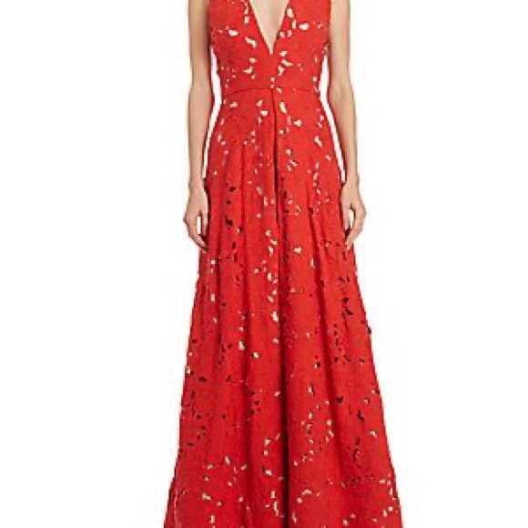 Alice + Olivia Dresses & Skirts - Deep V Red Lace Gown